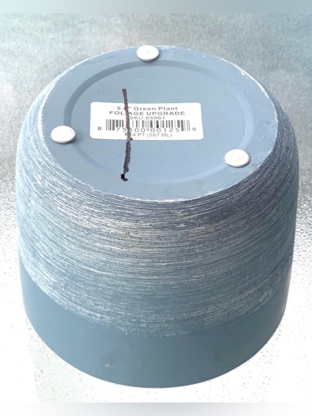 Dusty Blue Whitewashed Round Ceramic Plant Flower Pot, 5"x4" - Picture 5 of 5